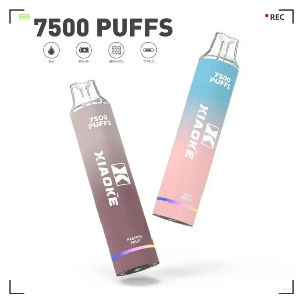 XIAOKE梟客7500口 XIAOKE拋棄式電子煙 跑馬燈發光一次性 新鮮日期